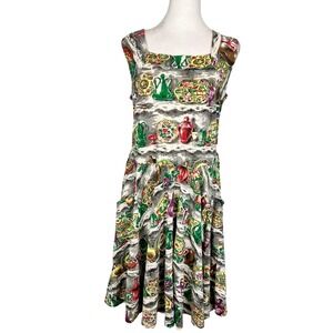 Effie's Heart Midi Dress Size 2X Antique Tea Party Novelty Artsy Square Neck